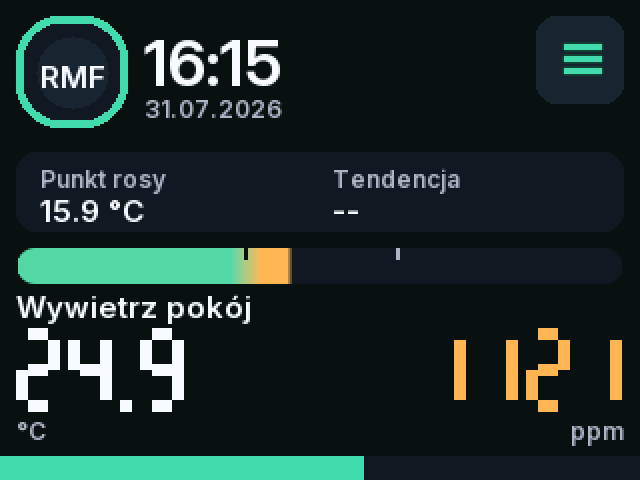 Ekran z pomiarem powietrza